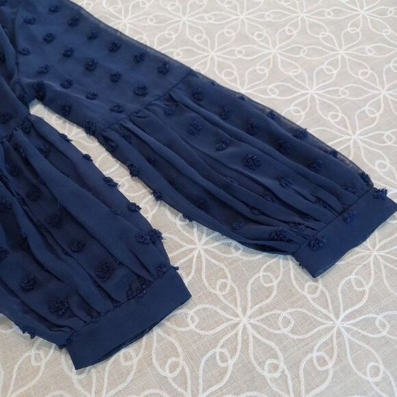 Elesol Swiss Dot Open Front Blue Kimono Cardigan Size Small - Picture 9 of 9